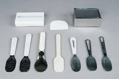 Cucharas, espátulas y utensilios de acero inoxidable para heladería